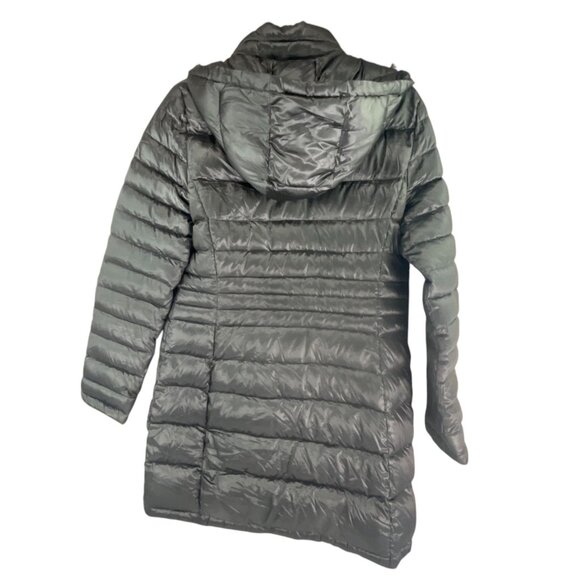 Andrew Marc Packable Lightweight Down Hood Jacket M Metallic Gray Puffer Winter - Picture 2 of 9
